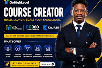 course creator 360 gohighlevel kajabi online course funnels automation ghl cc360