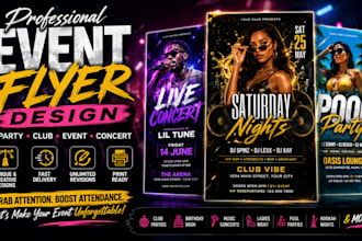 design modern party flyer, event or concert flyer, nightclub flyer