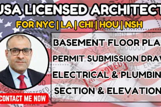 create USA city permit ready basement finish and remodel plans