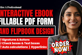 create interactive ebook, fillable PDF form, flipbook design and workbook design
