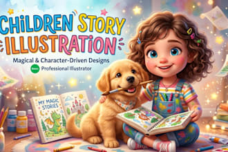 children story book illustration and children book illustration for KDP