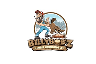 make beaver chewing stump logo for stump grinding services