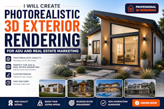do photorealistic 3d exterior rendering for adu and real estate marketing