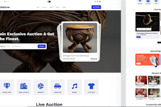 develop live auction bidding website, car auction app, and car rental website