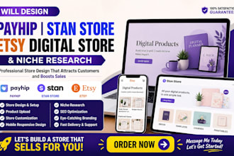 desing payhip stan store promotion etsy digital product niche research