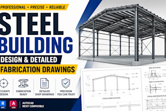 design steel structure and detailed fabrication drawings for buildings