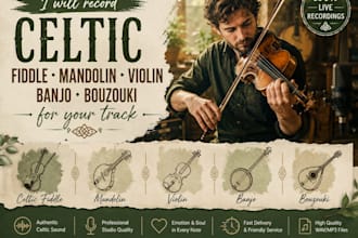 record celtic fiddle, mandolin, violin, banjo and bouzouki for your track