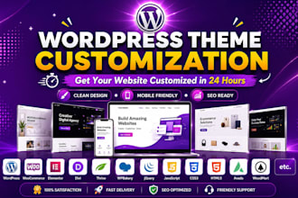 customize wordpress theme,woocommerce expert, elementor,