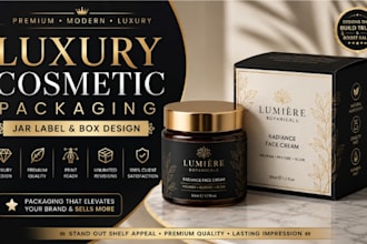 design luxury cosmetic packaging, jar label and box design