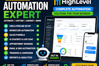build gohighlevel automation CRM workflows funnels ai chatbot setup design