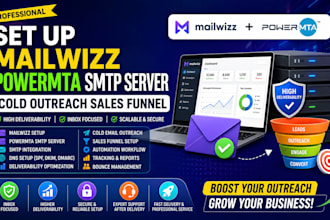 set up mailwizz email marketing powermta smtp server cold outreach sales funnel