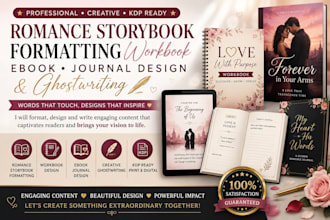 romance storybook formatting workbook design ebook journal design ghostwriting