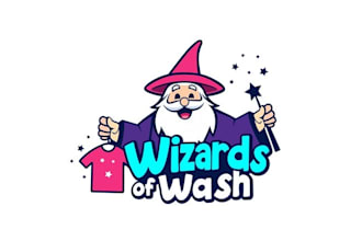 make cartoon magic wizard logo with water and soap