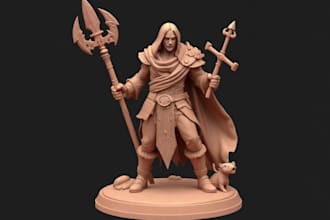 design custom tabletop dnd miniatures, print ready stl model sculpt from sketch
