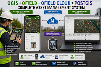 create qgis, qfield and postgis gis asset management system