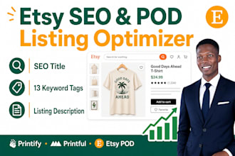 optimize etsy pod listing with SEO title, tag, and description