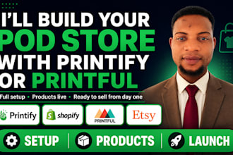 set up shopify and etsy pod store with printify or printiful