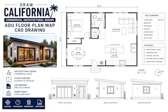 draw california commercial architectural design adu floor plan map cad drawing