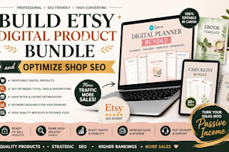 build etsy digital product bundle and optimize shop SEO