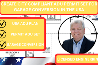 create city compliant adu permit set for garage conversion in the USA
