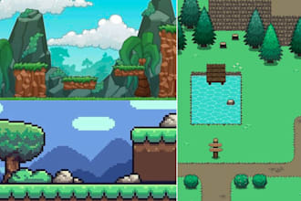 create bestselling pixel art tileset background, tilemap, spritesheet