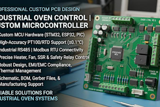 custom microcontroller pcb for industrial oven control for rs485, pt100 support