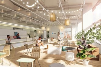 do 3d lounge design, render 3d restaurant cafe, supermarket interior rendering