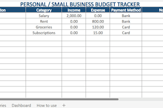 create a clean excel budget tracker with monthly summary