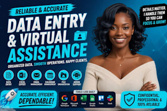 do data entry, excel, web research, copy paste, email, live admin support work