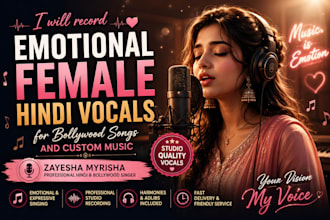 record emotional female hindi vocals for bollywood songs and custom music