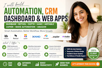 budibase retool softr xano airtable zapier make automation amazon CRM dashboard