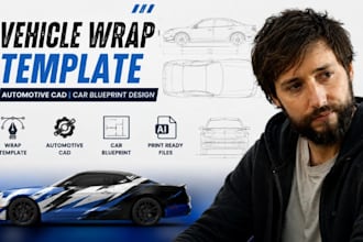vehicle wrap template, automotive cad, car blueprint design