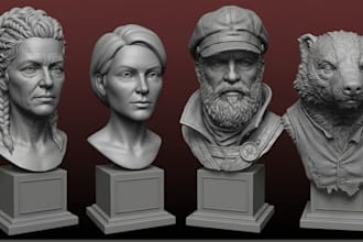 sculpt realistic 3d head, 3d face, 3d bust stl for 3d printing