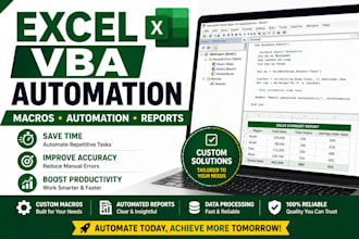 create excel vba macros, automation and reporting solutions