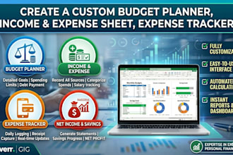 create a custom budget planner, income and expense sheet, expense tracker