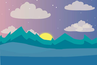 custom scenic landscape illustration in minimal style