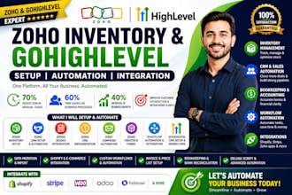 setup zoho inventory, gohighlevel CRM automation and integration