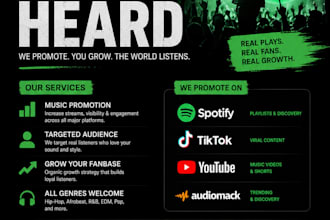 promote your spotify audiomack and other platform song