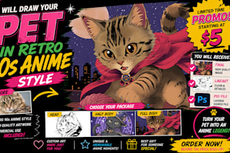 draw your pet in 90s retro anime style
