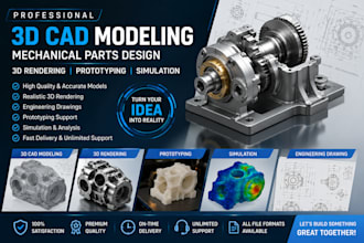 do 3d cad modeling mechanical part 3d redering prototyping and simulation