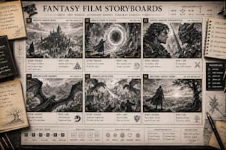 create action storyboard panels for movie scenes