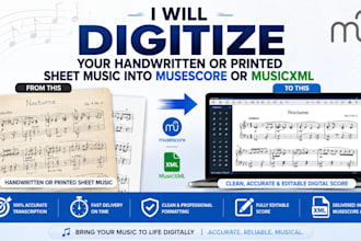 digitize your handwritten or printed sheet music into musescore or musicxml