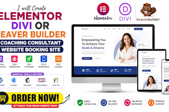 create elementor divi or beaver builder coaching consultant website booking site