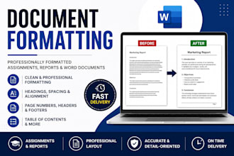 professionally format assignments reports and word documents