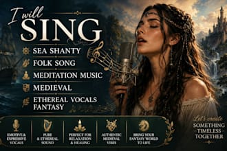 sing sea shanty, folk song, meditation music, medieval, ethereal vocals, fantasy