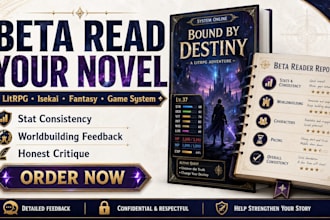 beta read your litrpg, isekai, fantasy or game system novel for stat consistency