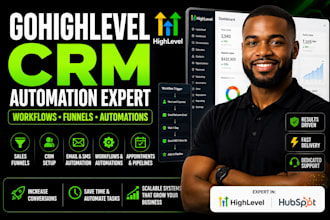setup gohighlevel CRM, hubspot crm pipedrive automation workflows and funnels