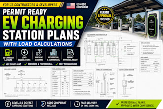 create permit ready ev charging station plans, load calculations, US permit