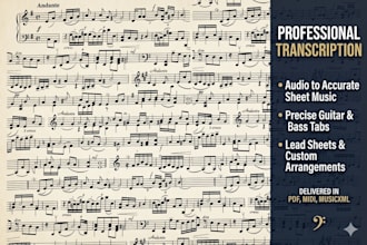transcribe any piano track, jazz piano into an accurate sheet music in PDF mscz