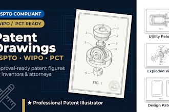 design uspto patent drawing, utility patent figures, wipo patent illustration